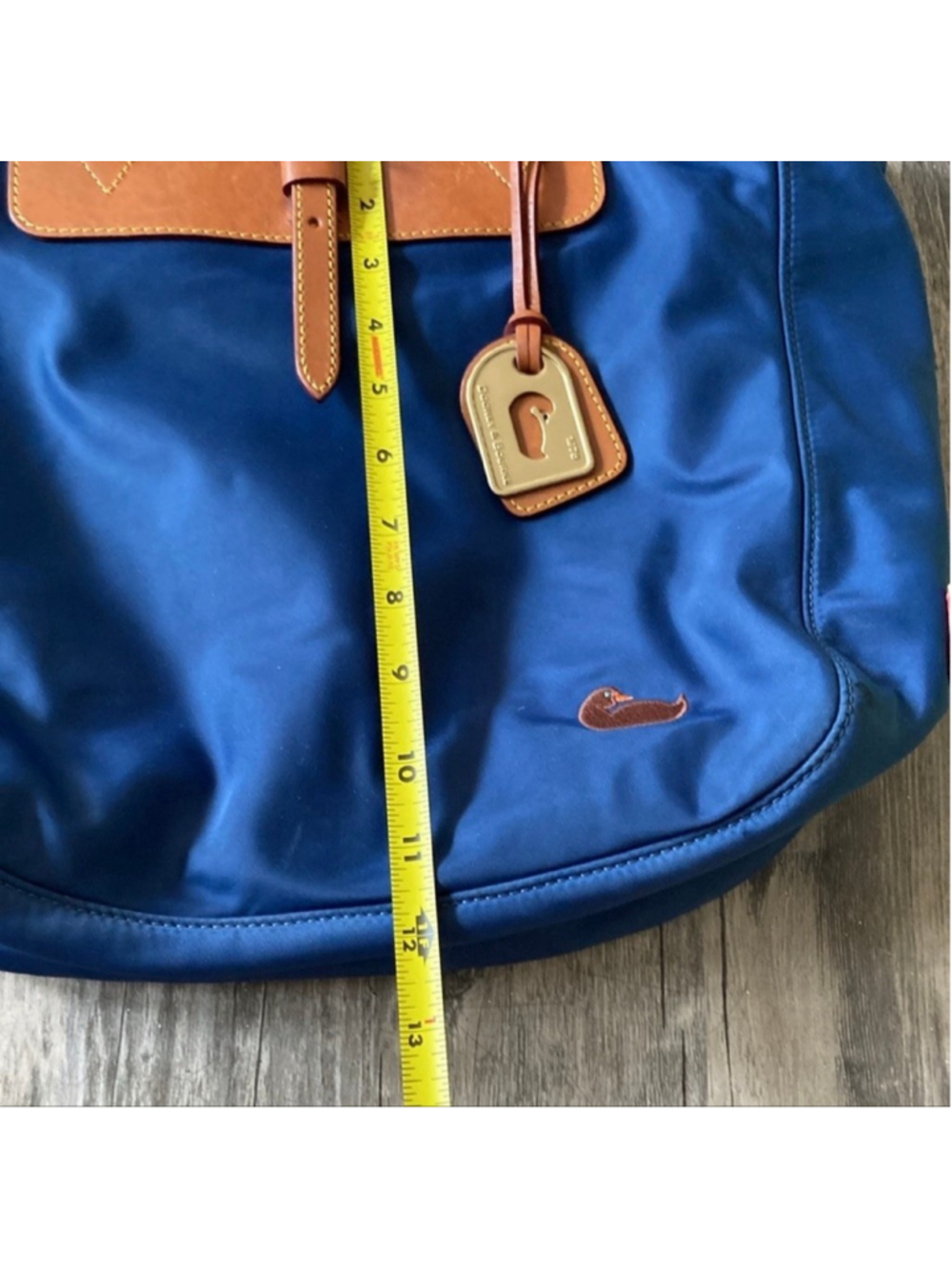 Dooney & Bourke Nylon Tote Bag Blue Brown Leather Trim Large Shoulder Bag - Picture 7 of 16